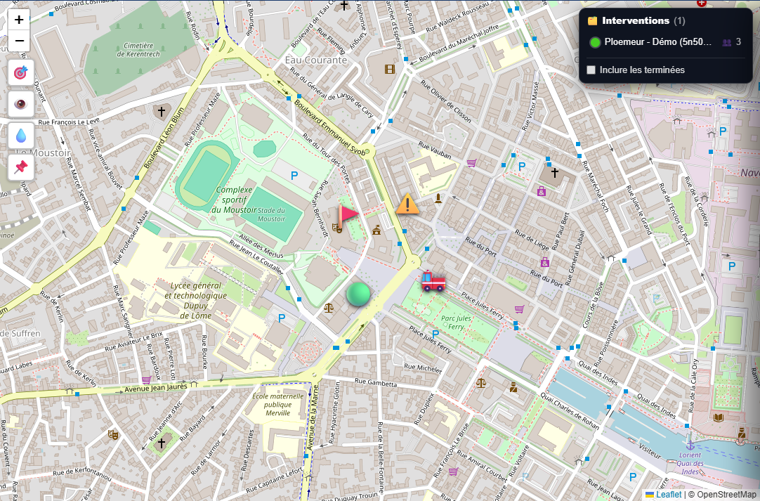 Marqueurs partagés sur la carte