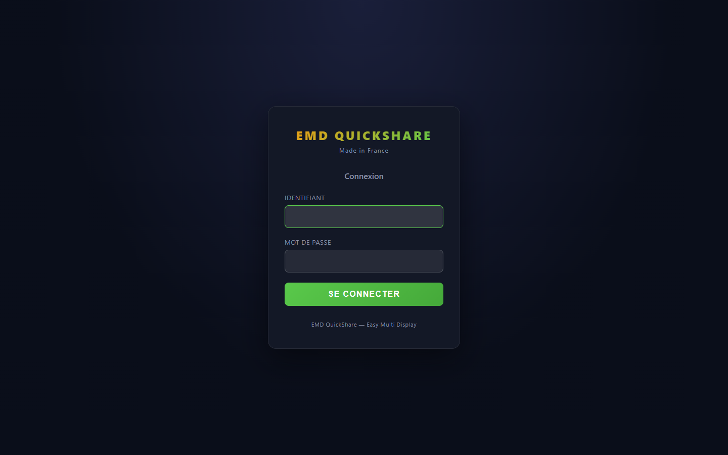 Page de connexion