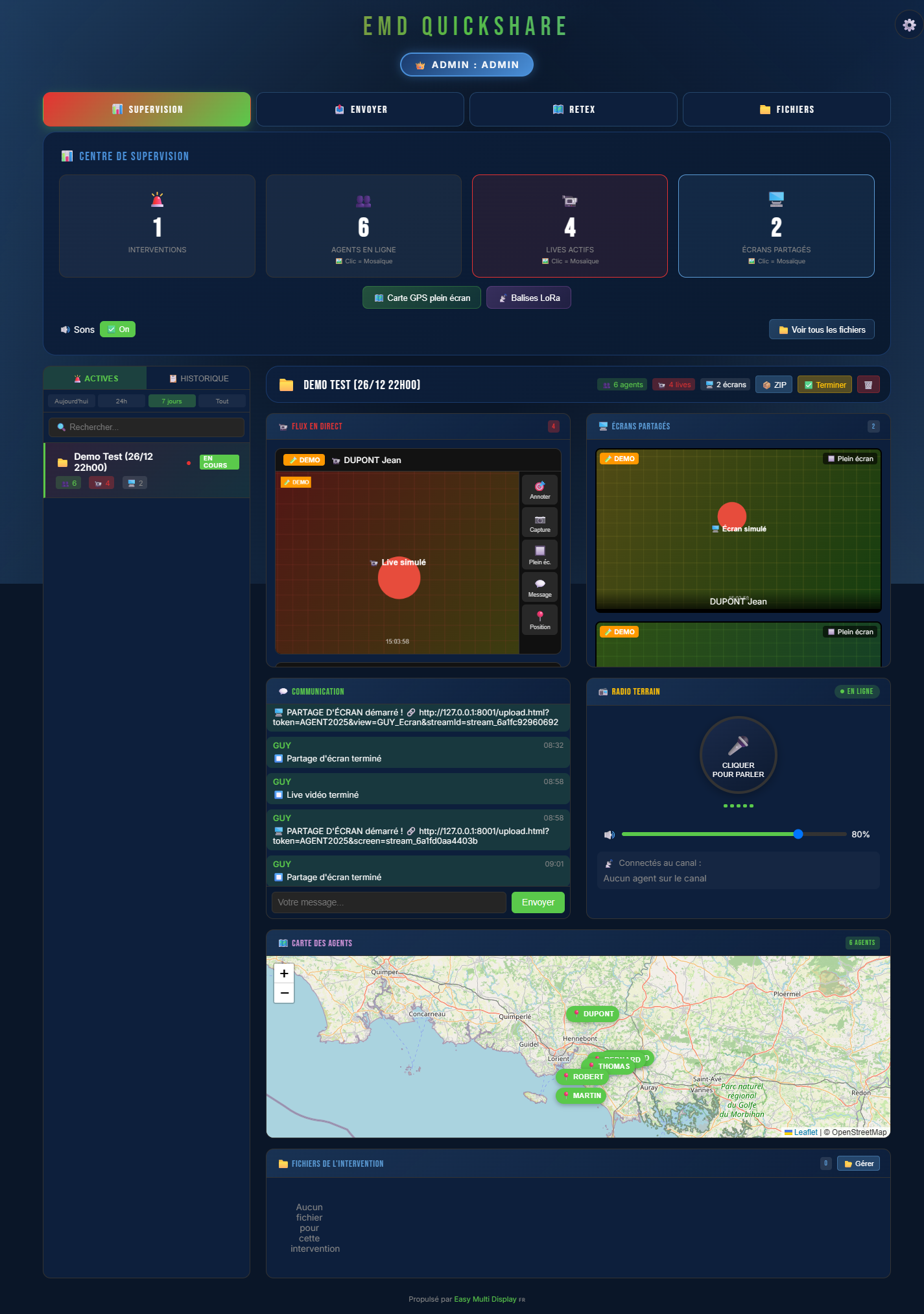 Poste dispatcher QuickShare
