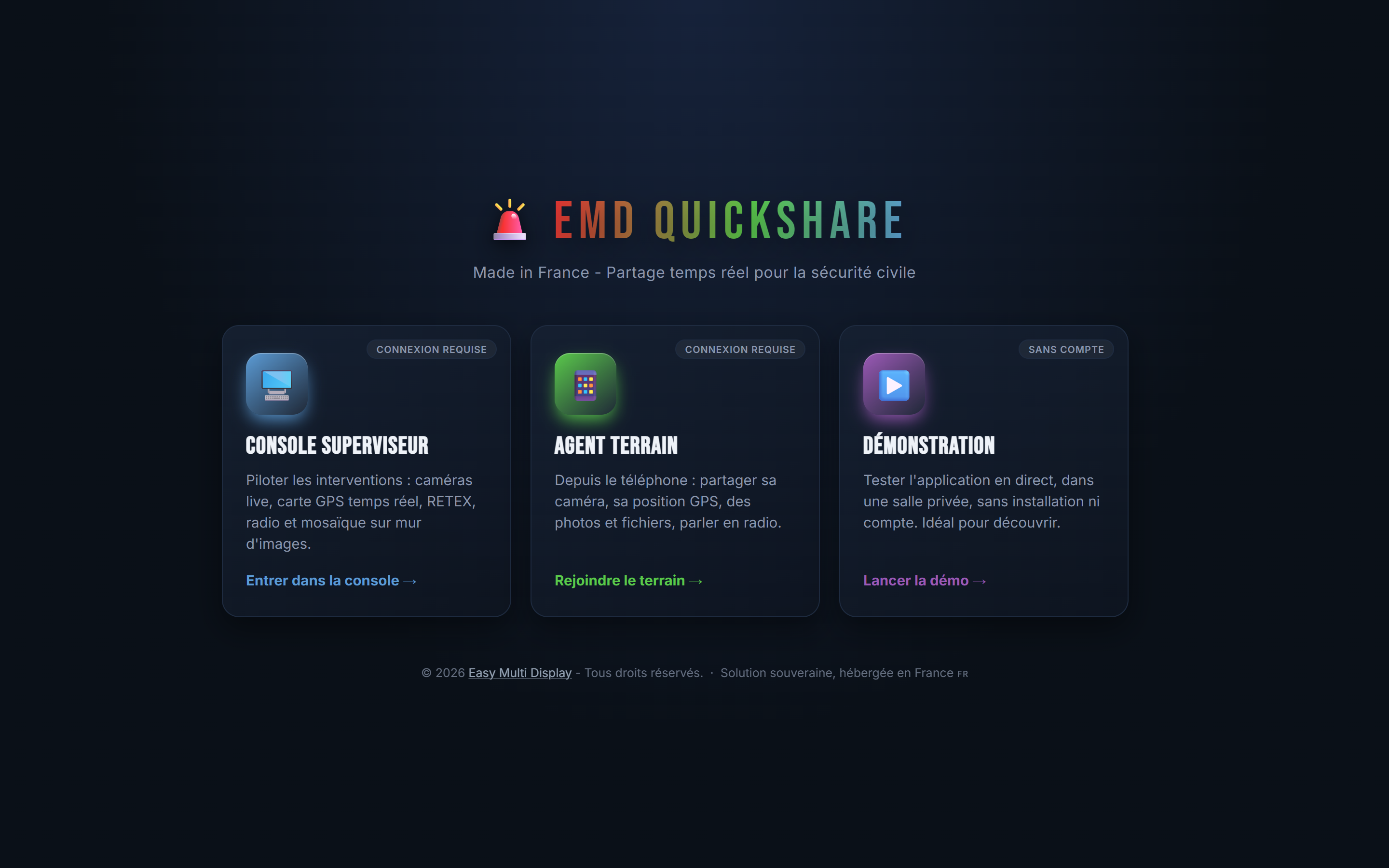 Page d'accueil QuickShare