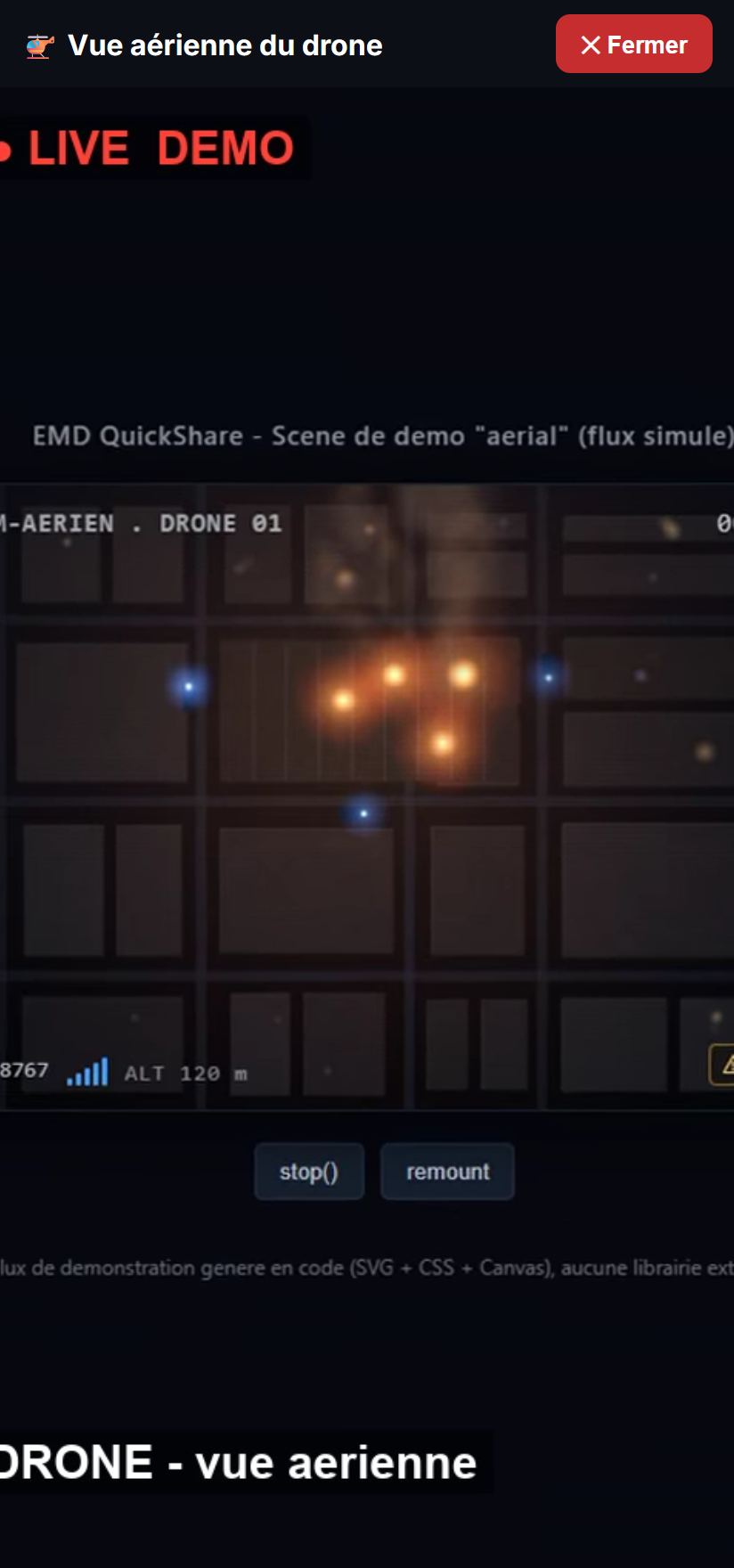 Vue aérienne du drone côté agent