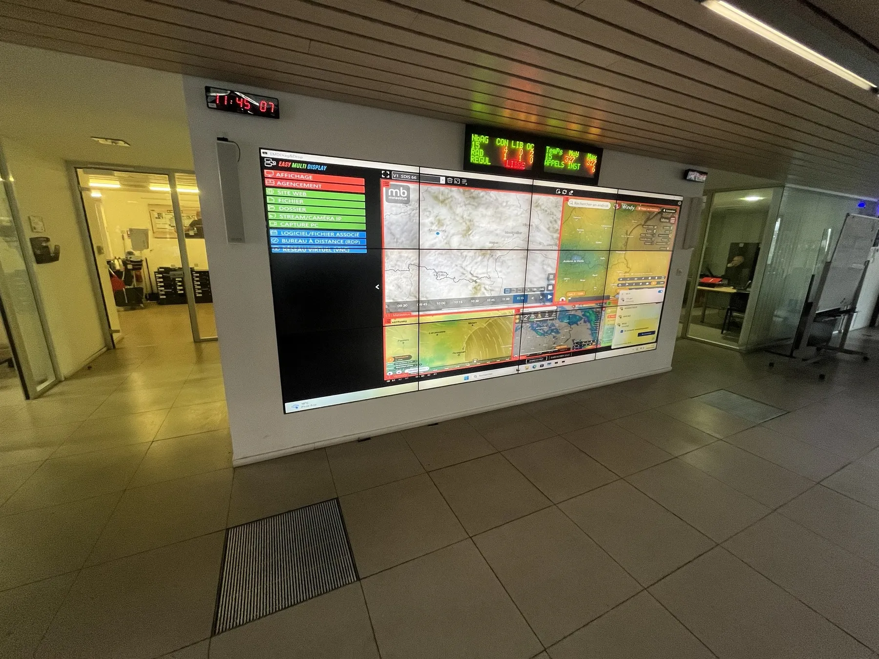 Videowall del CTA-CODIS del SDIS 66, gestionado con Easy Multi Display