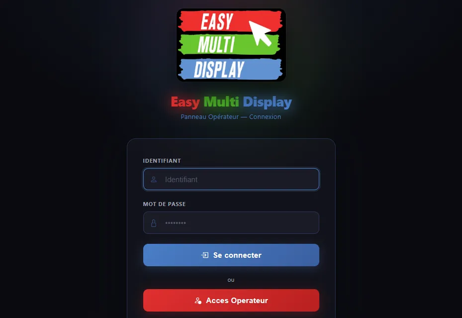 Écran de connexion du WebManager EMD