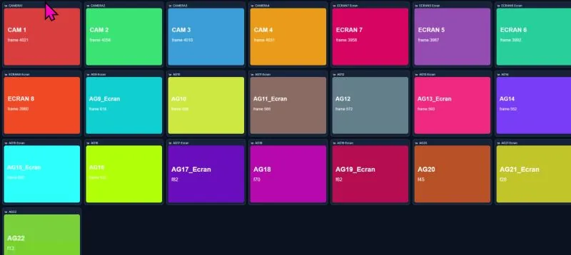 Mosaïque de plus de 20 flux vidéo simultanés lors du stress test du moteur vidéo QuickShare