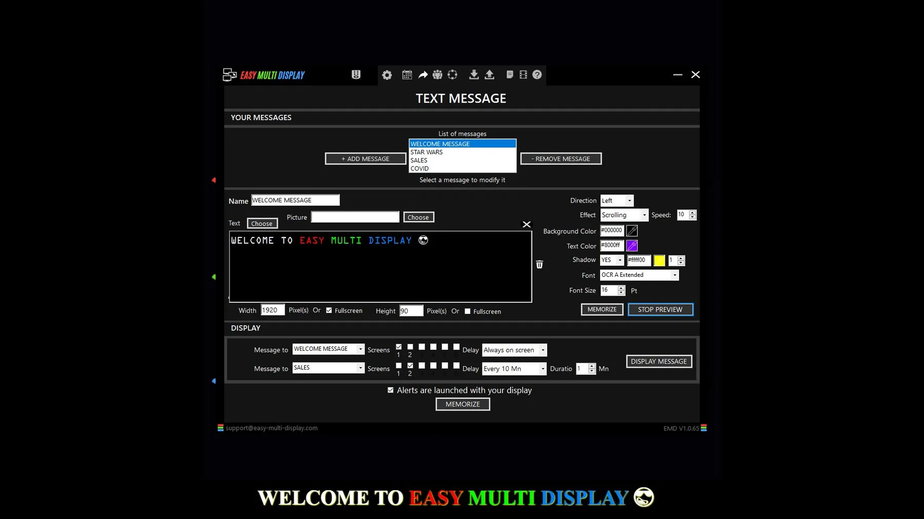 Comment afficher des textes libres - Easy Multi Display