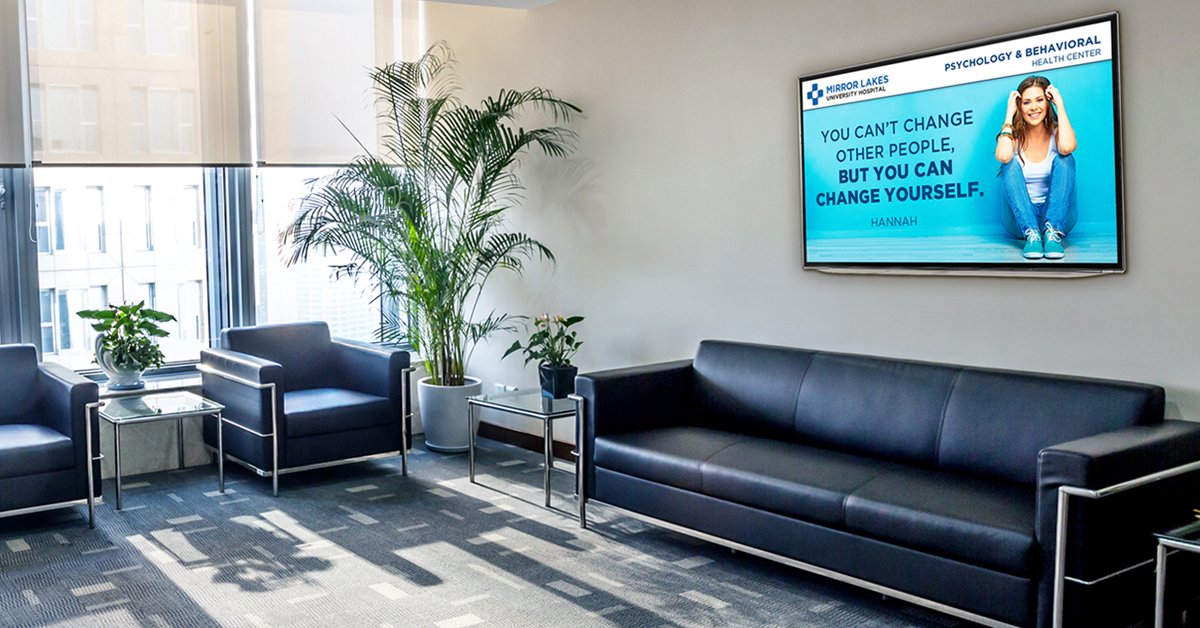digital signage display in a waiting room