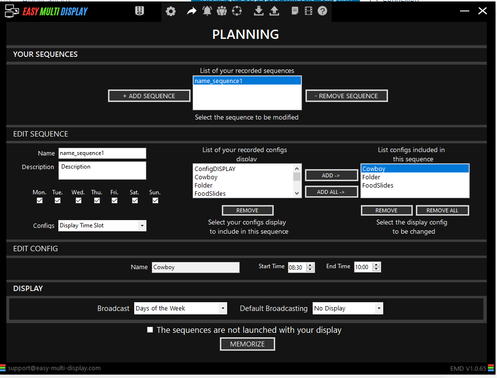 The planning interface