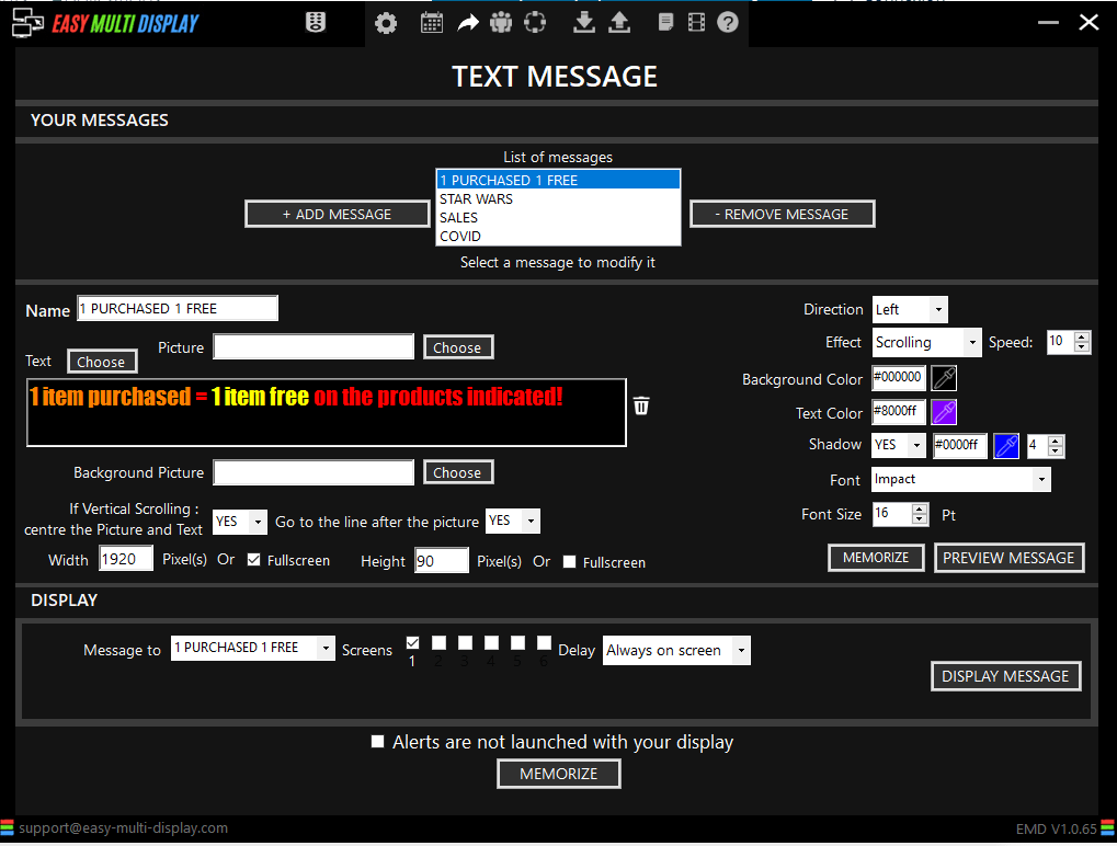 The text message interface